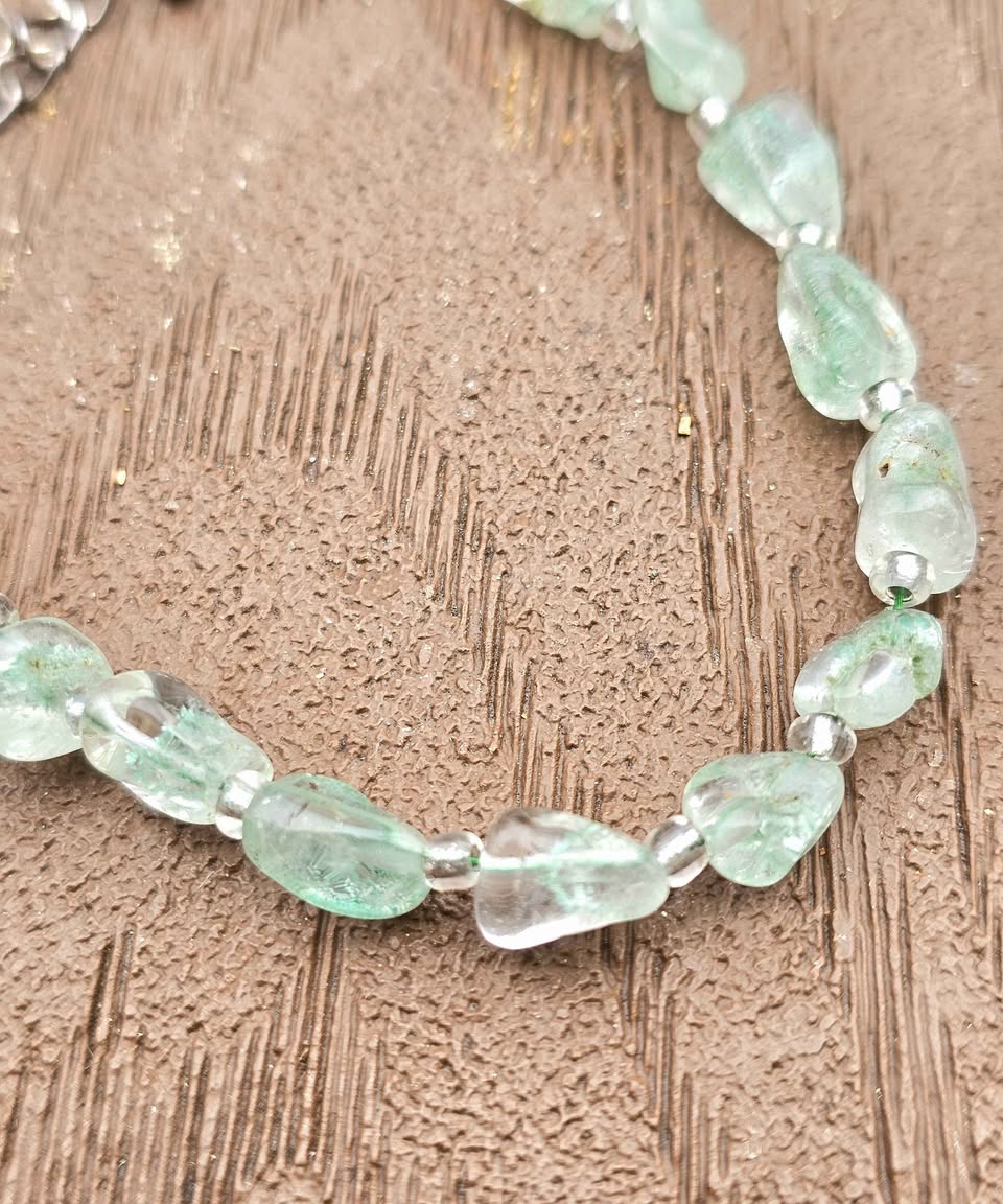 Natural green garden quartz nugget bracelet -My Aura Gemstones