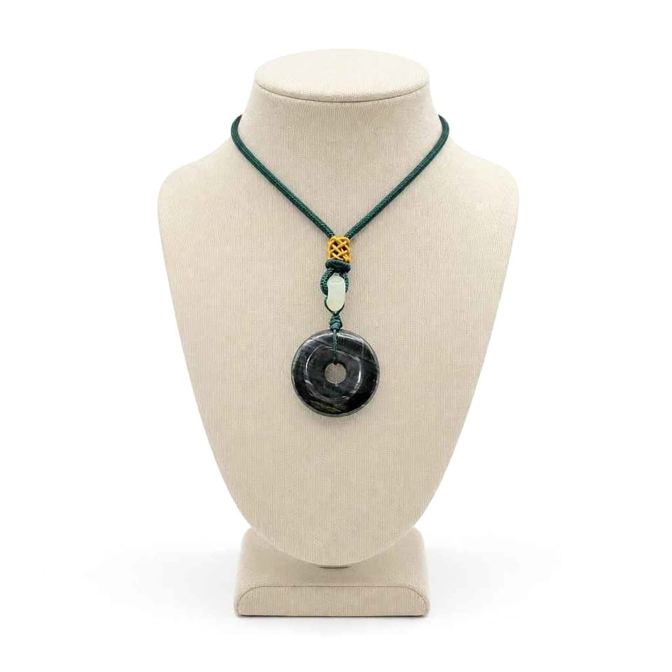 Sugilite healing crystal pendant with dark green cord and accent bead-My Aura Gemstones