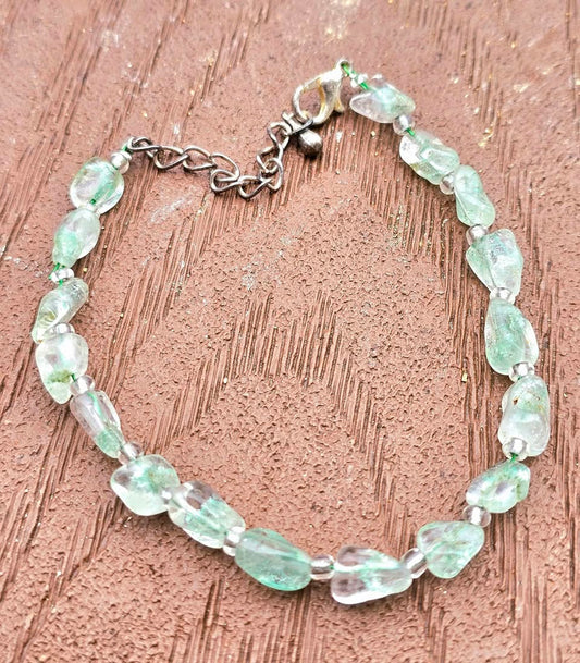 Natural green garden quartz nugget bracelet -My Aura Gemstones