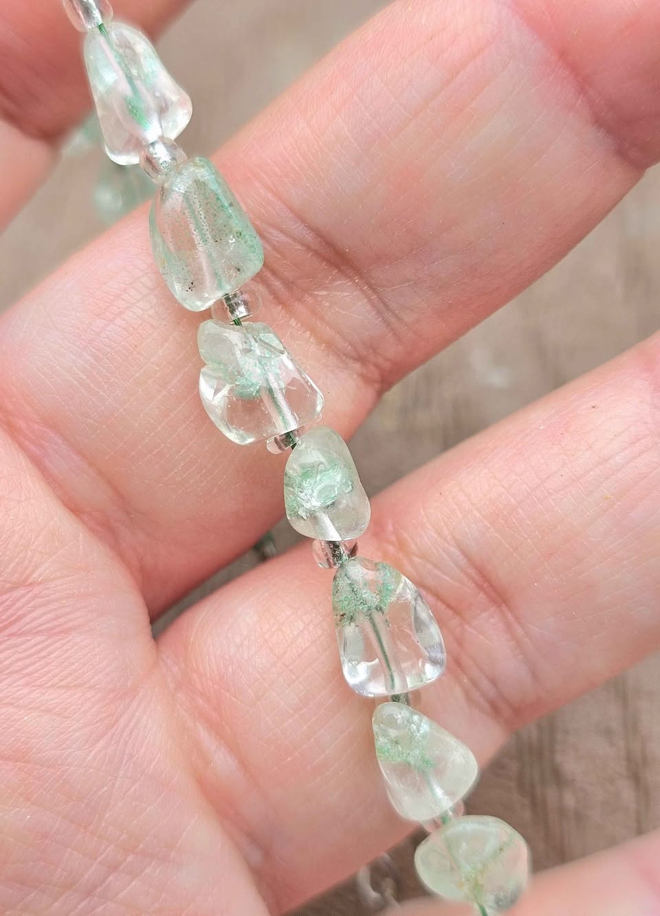 Natural green garden quartz nugget bracelet -My Aura Gemstones