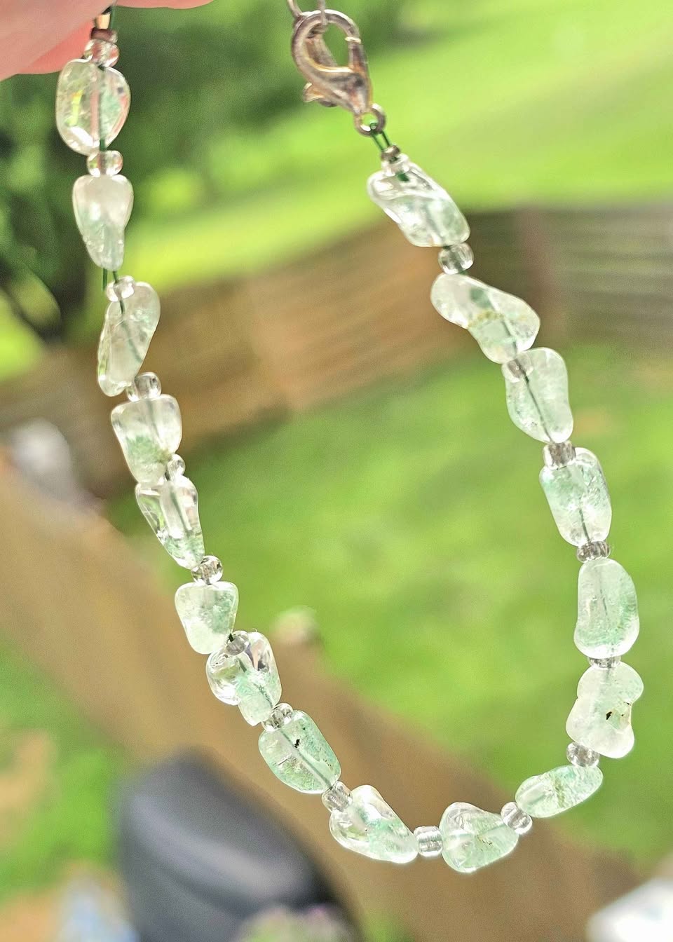 Natural green garden quartz nugget bracelet -My Aura Gemstones