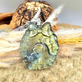 Labradorite Totoro Pendant Necklace-My Aura Gemstones