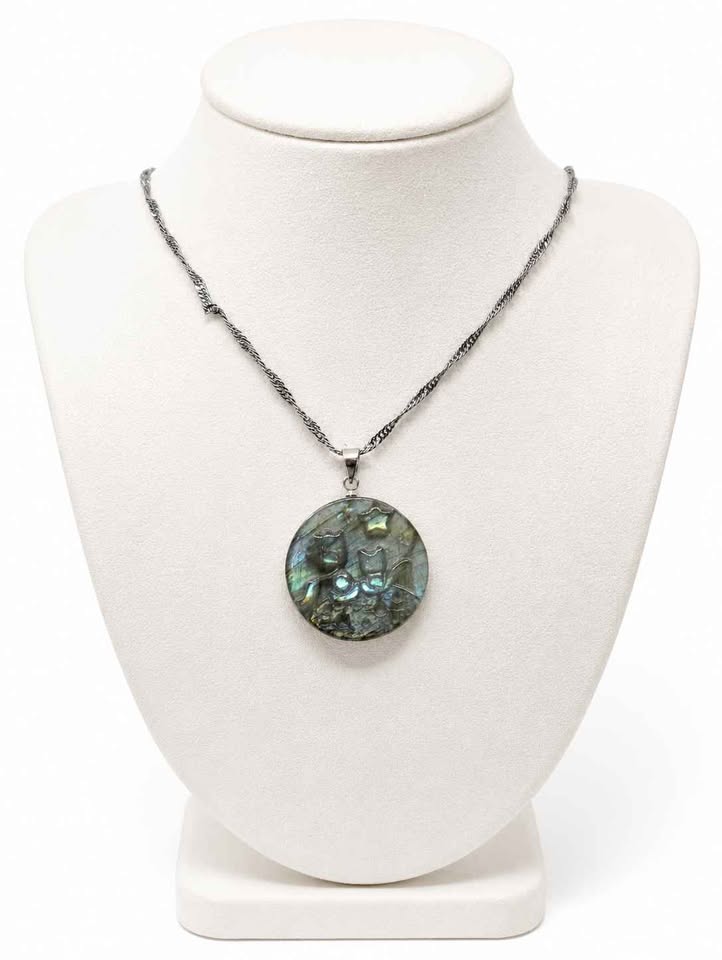 Natural labradorite little prince and fox crystal pendant necklace — My Aura Gemstones