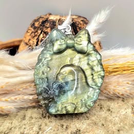 Labradorite Totoro Pendant Necklace-My Aura Gemstones