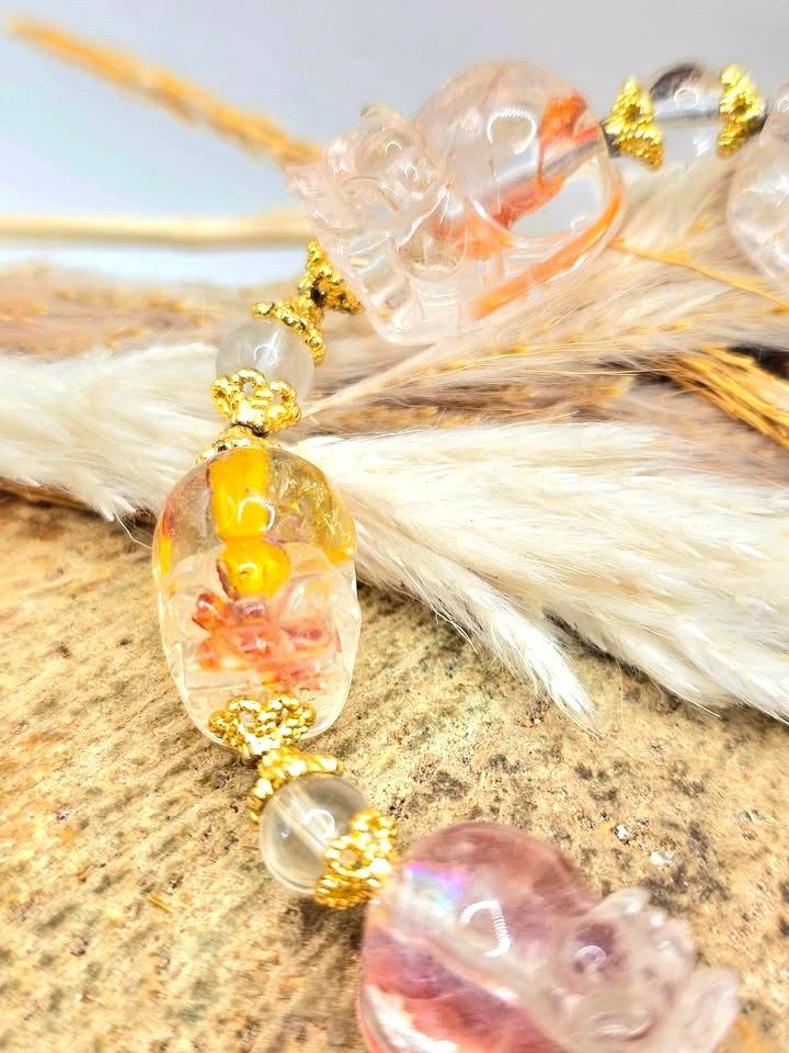 Hematoid Koi Quartz Pixiu bracelet for grounding, wealth, and emotional balance-My Aura Gemstones