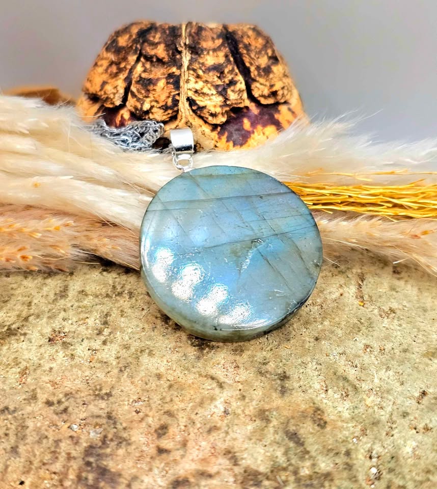 Natural labradorite little prince and fox crystal pendant necklace — My Aura Gemstones