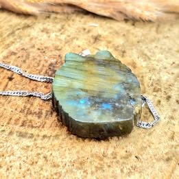 Labradorite Totoro Pendant Necklace-My Aura Gemstones