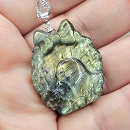 Labradorite Totoro Pendant Necklace-My Aura Gemstones