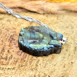 Labradorite Totoro Pendant Necklace-My Aura Gemstones