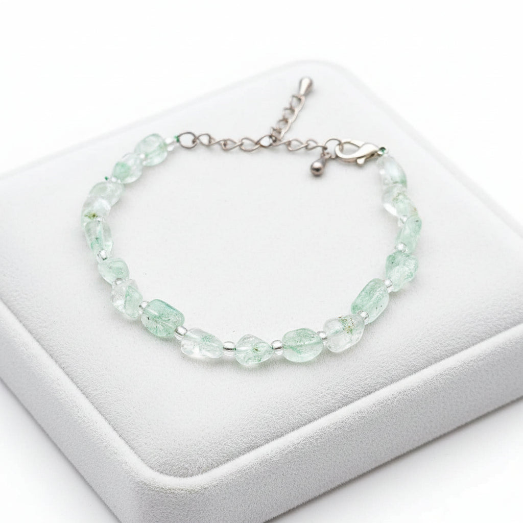 Natural green garden quartz nugget bracelet -My Aura Gemstones