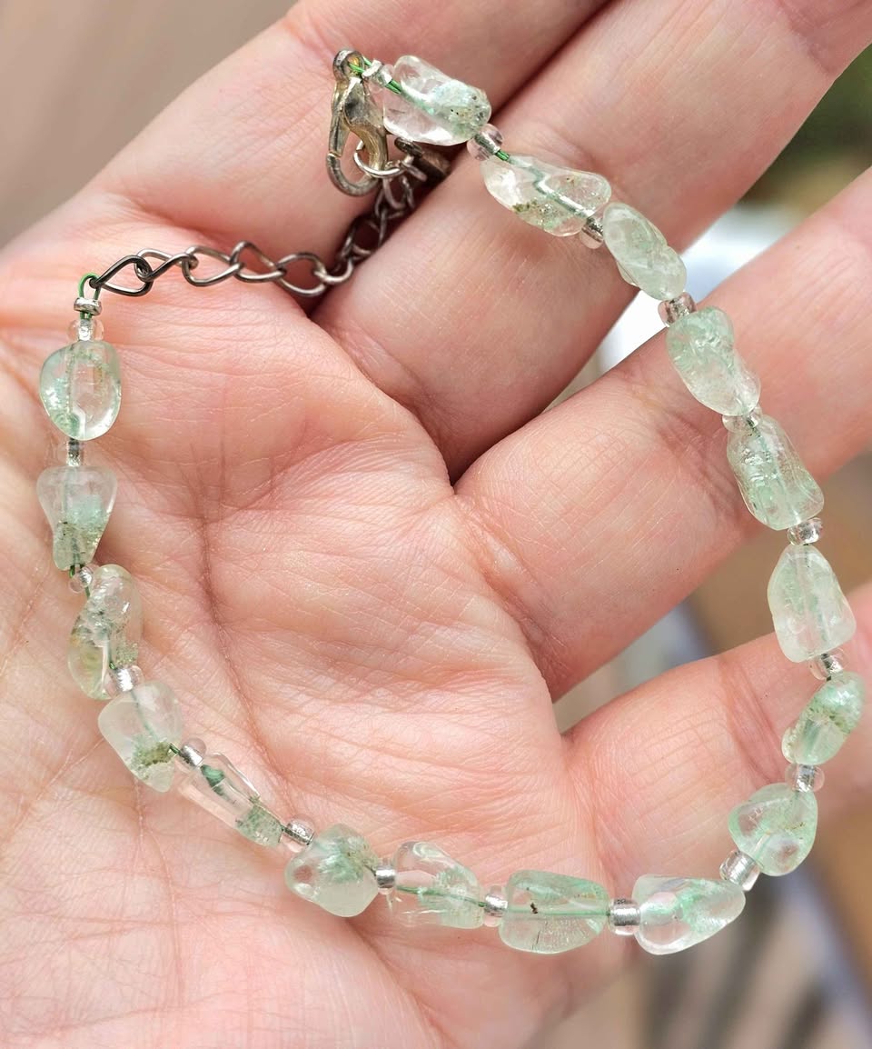 Natural green garden quartz nugget bracelet -My Aura Gemstones