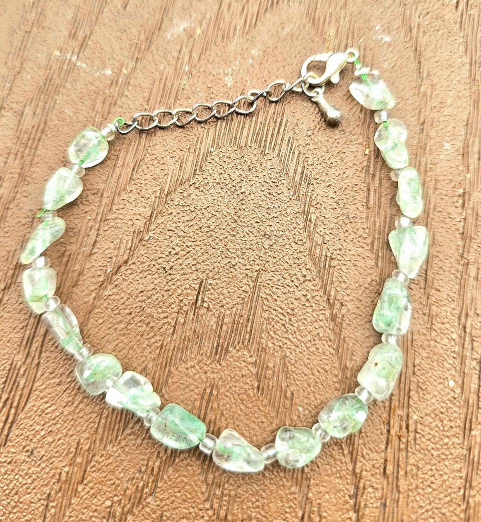 Natural green garden quartz nugget bracelet -My Aura Gemstones