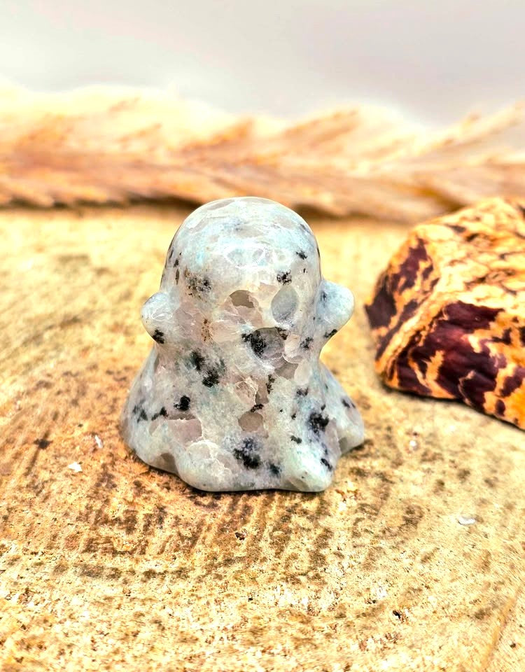 Natural  Kiwi  Jasper carved ghost decor figure  — My Aura Gemstones