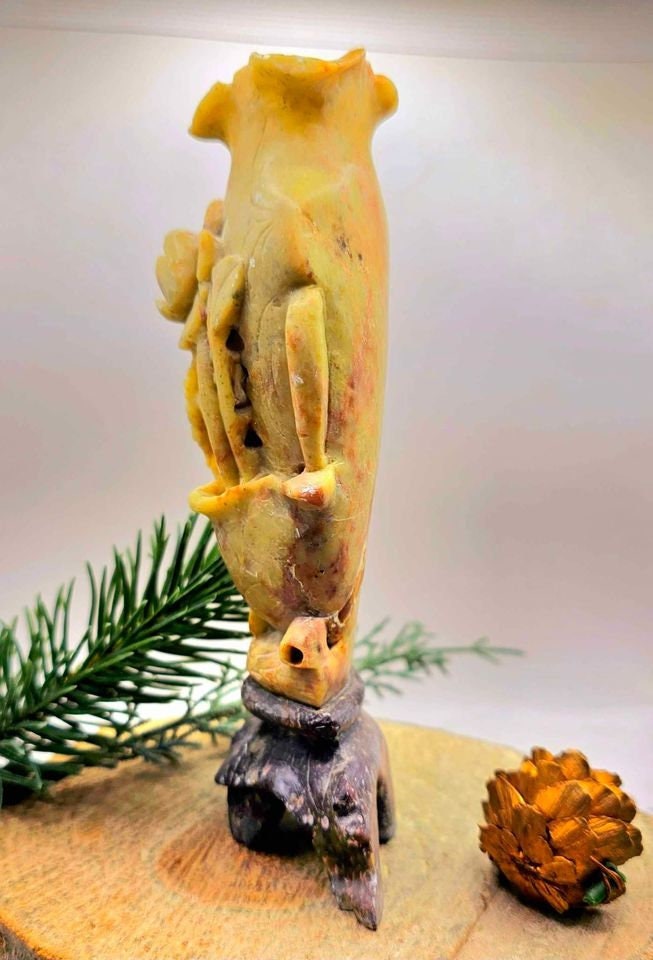Beautiful Nature Soapstone Hand Carved Blossom Floral 6" Vintage Vase