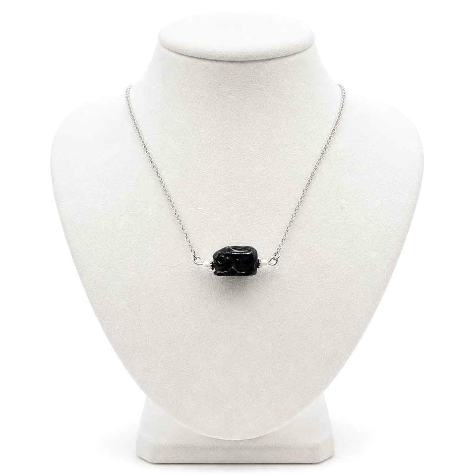 Natural Pietersite Rabbit Necklace featuring a hand-carved genuine gemstone rabbit pendant-My Aura Gemstones