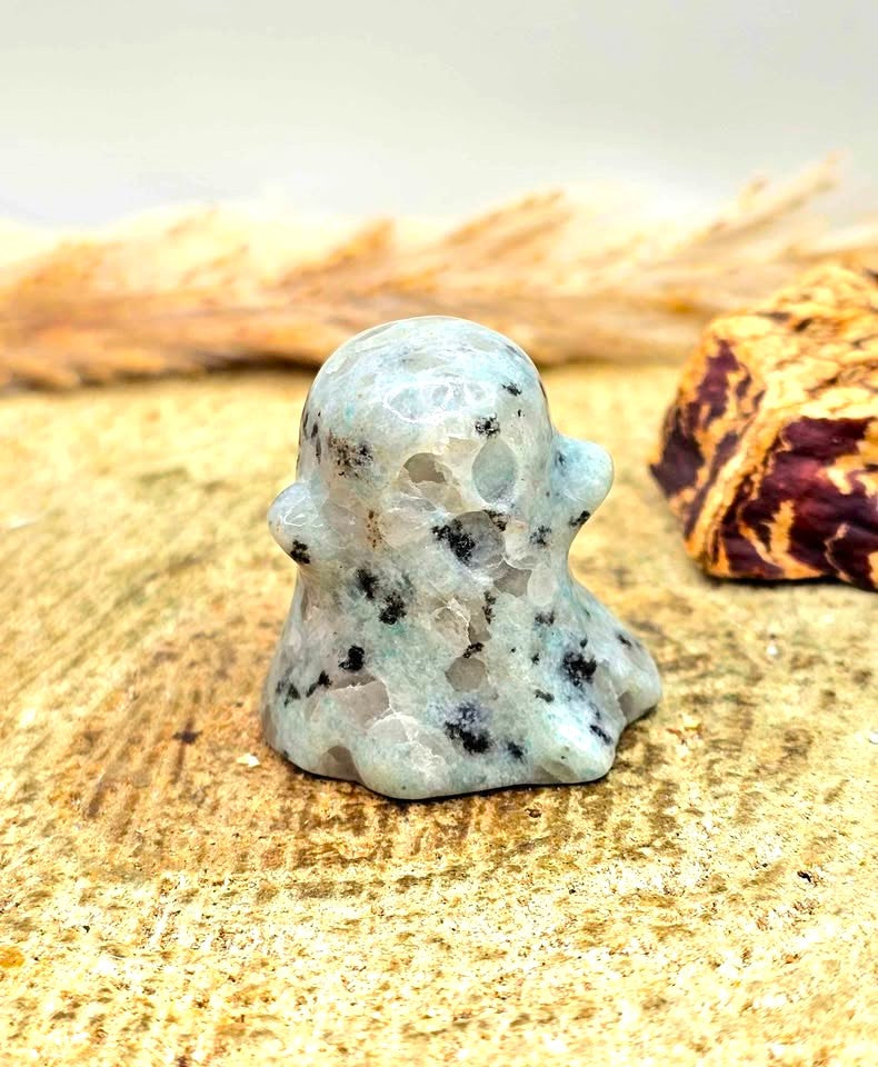 Natural  Kiwi  Jasper carved ghost decor figure  — My Aura Gemstones