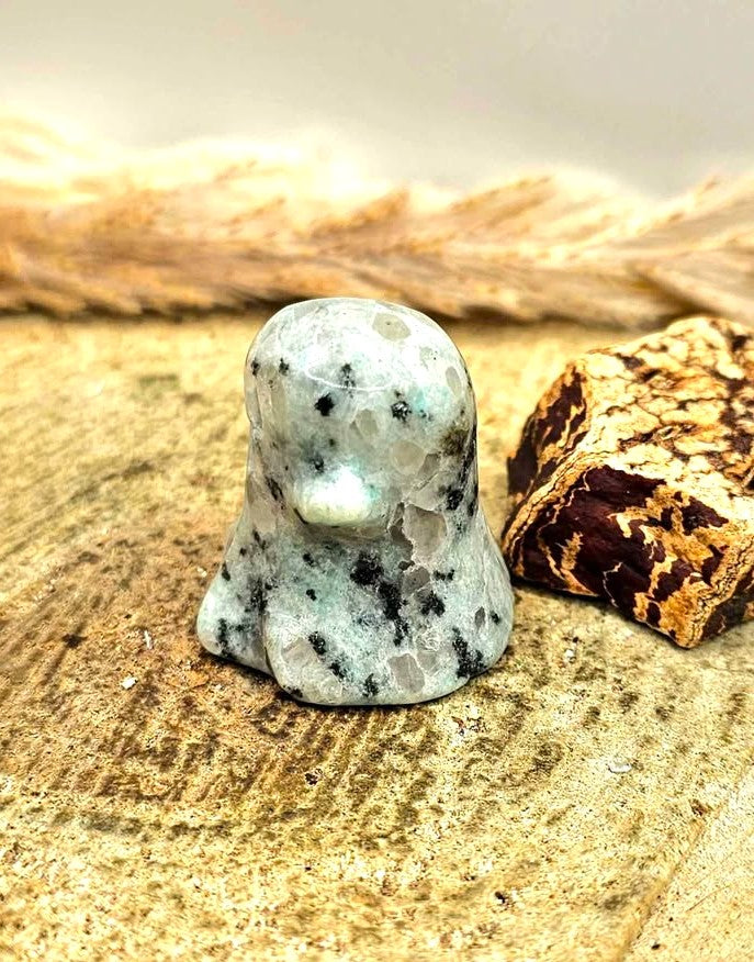 Natural  Kiwi  Jasper carved ghost decor figure  — My Aura Gemstones