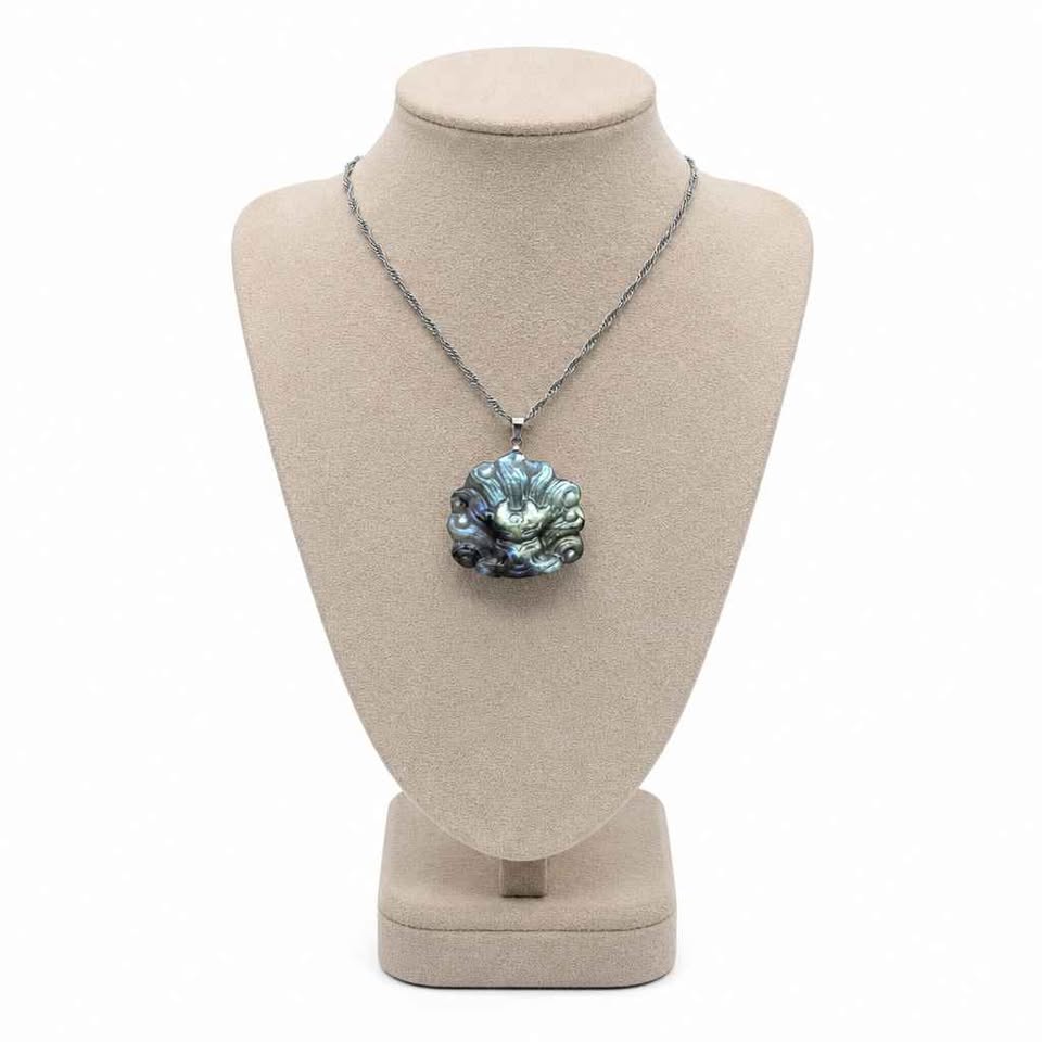 Natural labradorite nine tails fox god crystal pendant necklace — My Aura Gemstones