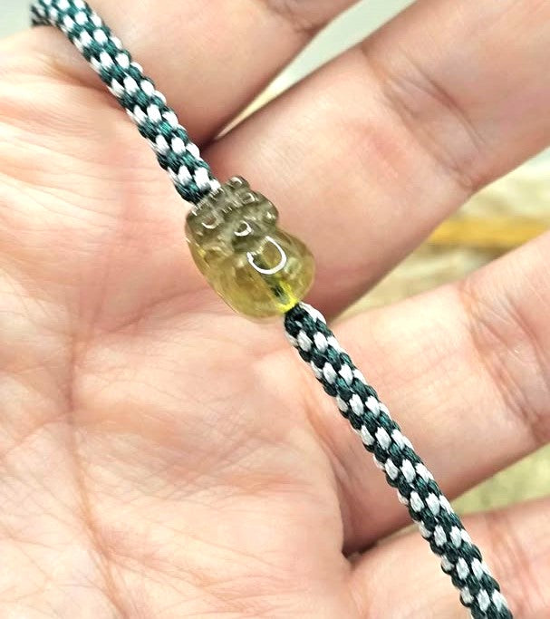 Natural Peridot Carved Pi Xiu Adjustable Bracelet – Wealth & Protection Charm
