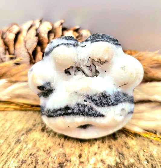 Unique nature zebra stone druzy hand-carved big paw decor palm stone — My Aura Gemstones