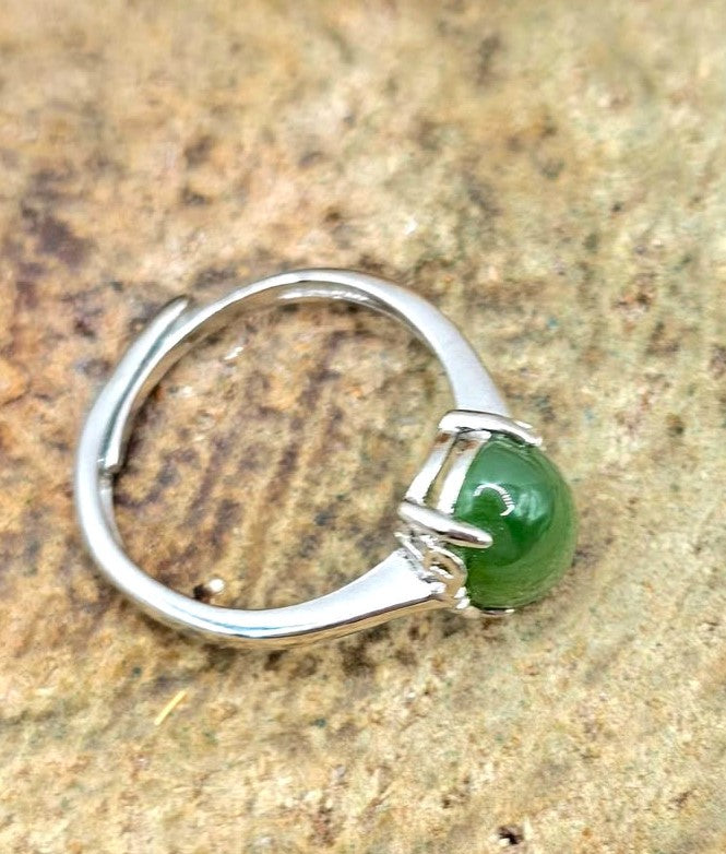 Natural Prehnite Adjustable Ring – Natural Green Gemstone Jewelry