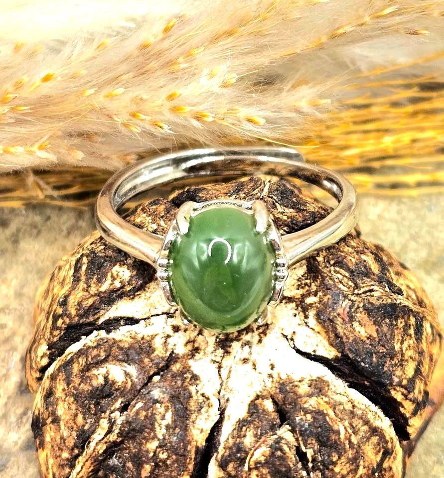 Natural Prehnite Adjustable Ring – Natural Green Gemstone Jewelry