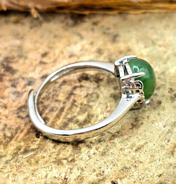 Natural Prehnite Adjustable Ring – Natural Green Gemstone Jewelry
