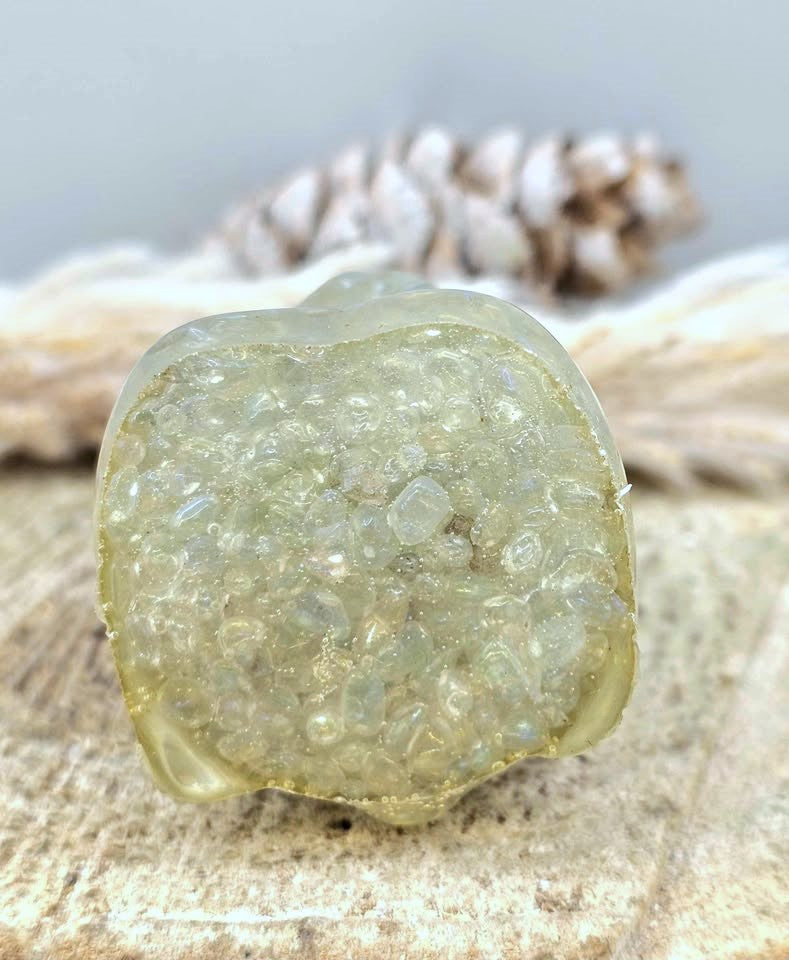 Nature Crystal Chips Resin 3" Rabbit Figurine bottom view-My Aura Gemstones 