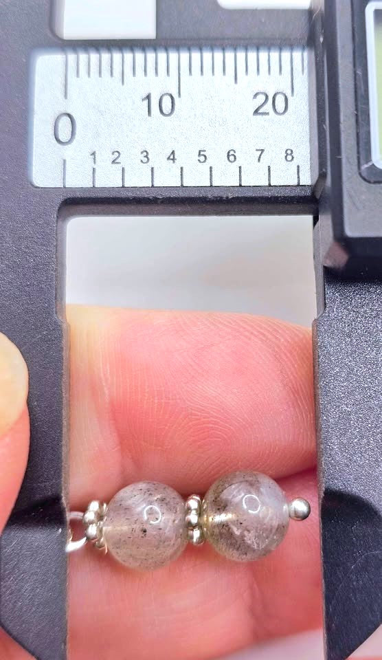 Natural labradorite flashy double round beads 925 dangle crystal earring — My Aura Gemstones