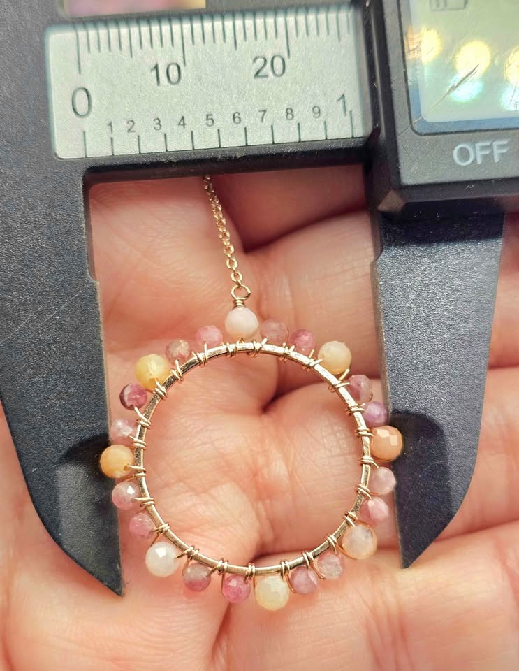 Pink plum blossom tourmaline faceted  threader earrings back detail — My Aura Gemstones