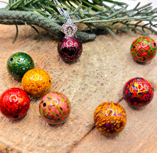 Chinese Nature Tree Lacquer Hand Painted Wood Bead Pendant Necklace