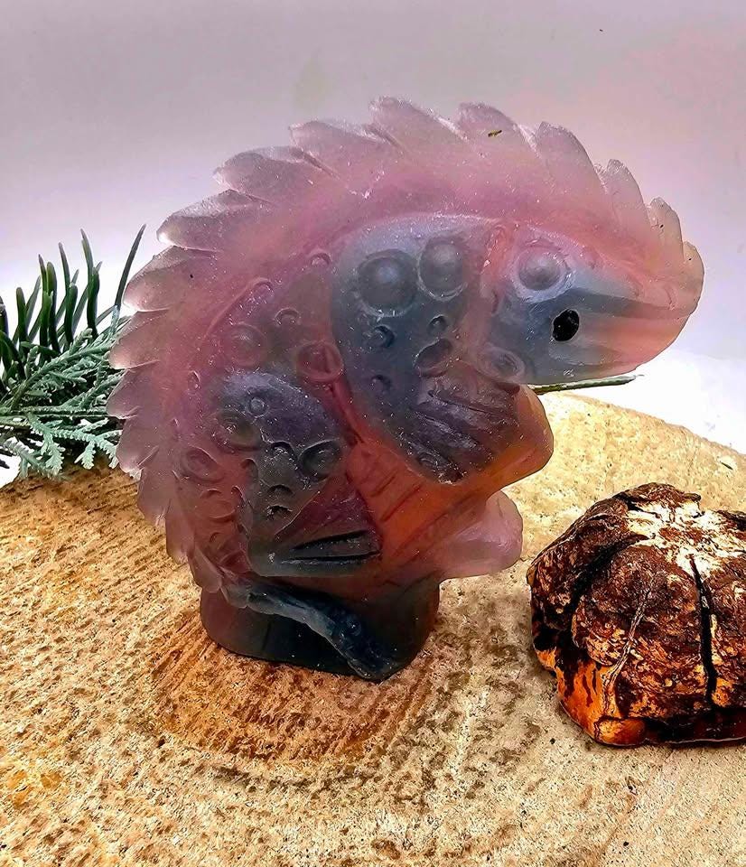 Nature Purple Fluorite Hand Carved 3" Lizard Figure Decor