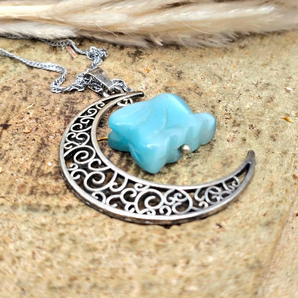 Beautiful hanging cat eye stone rabbit with moon crystal pendant necklace — My Aura Gemstones