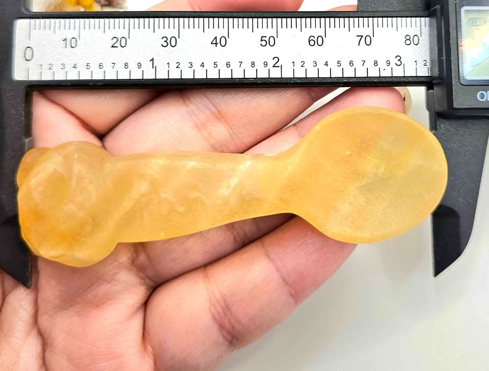 Natural yellow calcite hand-carved panda spoon crystal home decor — My Aura Gemstones
