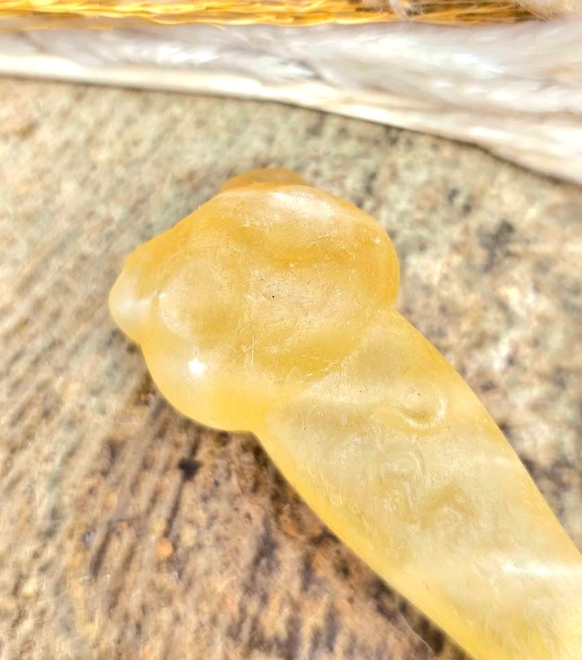 Natural yellow calcite hand-carved panda spoon crystal home decor — My Aura Gemstones