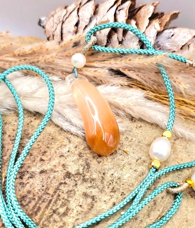 Healer quartz pepper pendant necklace worn — My Aura Gemstones