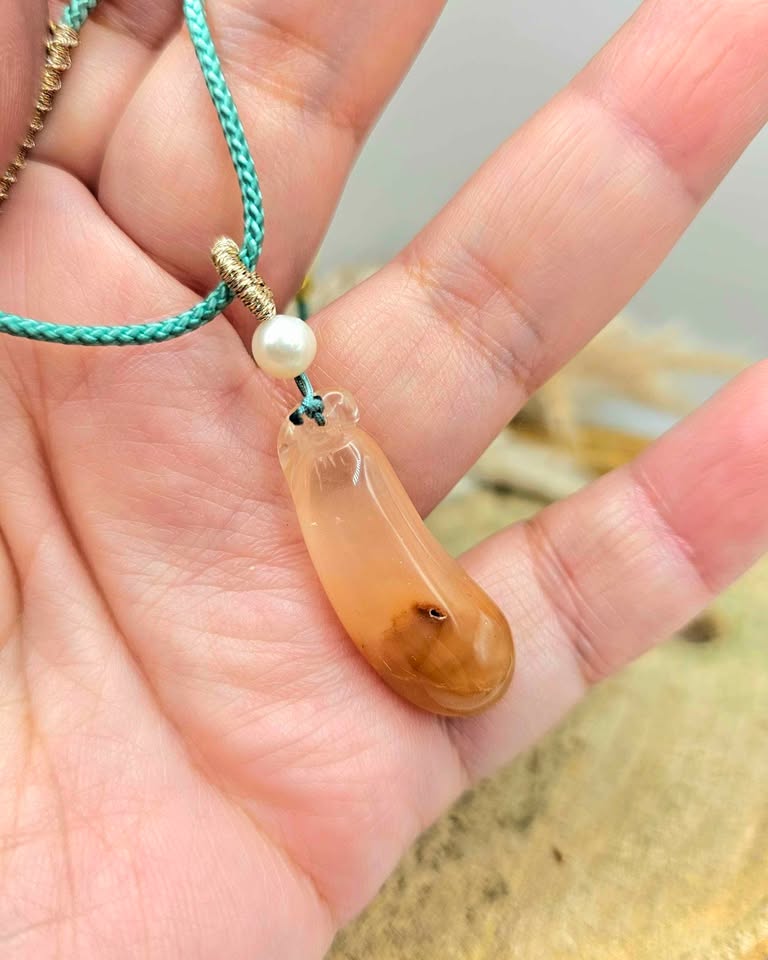 Healer quartz pepper pendant necklace alternate angle — My Aura Gemstones