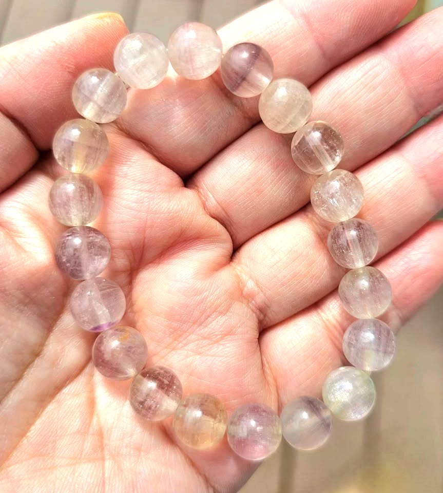 Premium grade nature icy fluorite 10mm round bead healing crystal bracelet — My Aura Gemstones