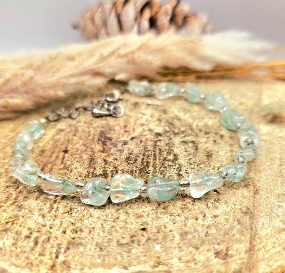 Natural green garden quartz nugget bracelet additional view — My Aura Gemstones