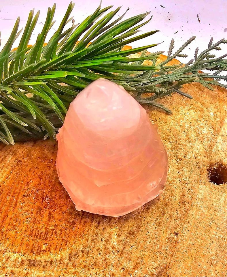 Nature Rose Quartz Hand Carved 2.2" Christmas Tree Decor Figure