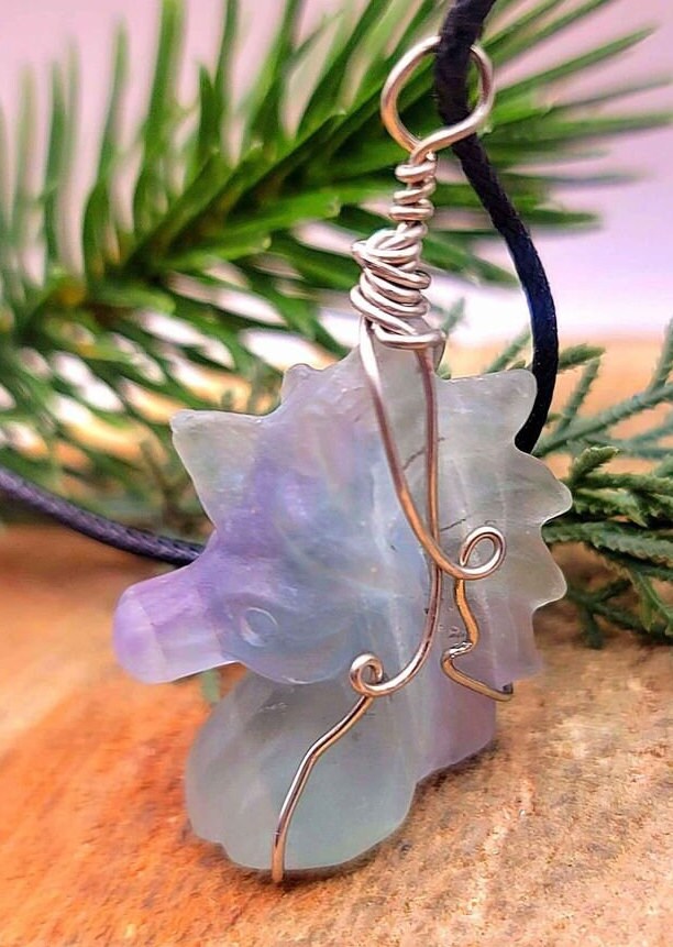 Selection Of Nature Stone Hand Carved Unicorn Pendant Necklace