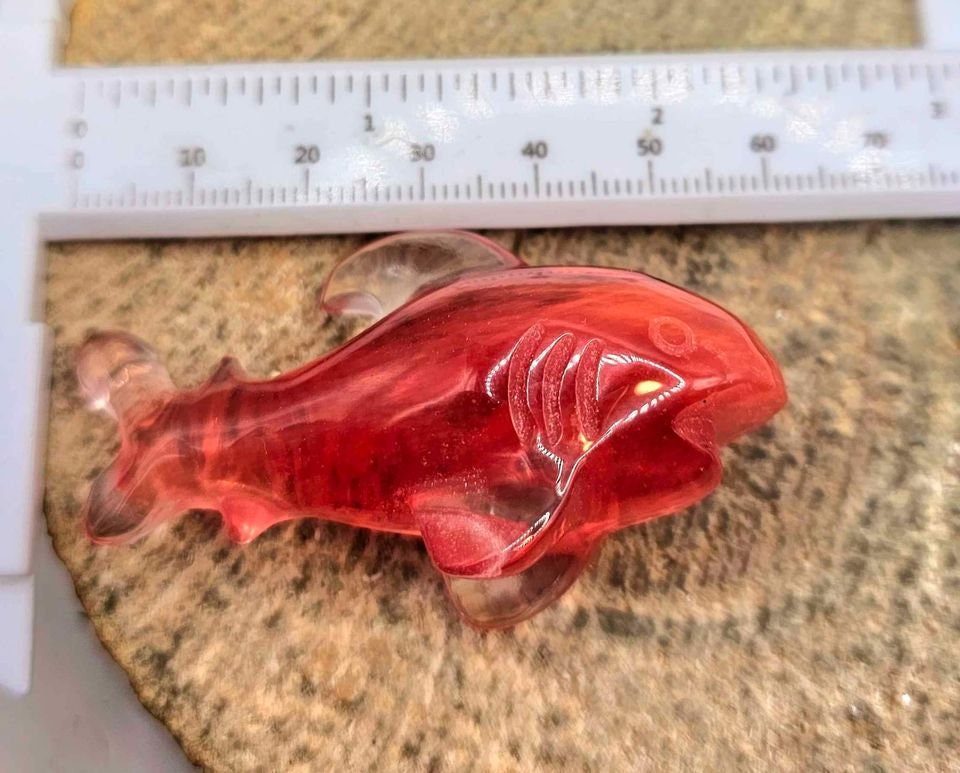 Unique Red Smelt Quartz Cute Shark Decor Figure