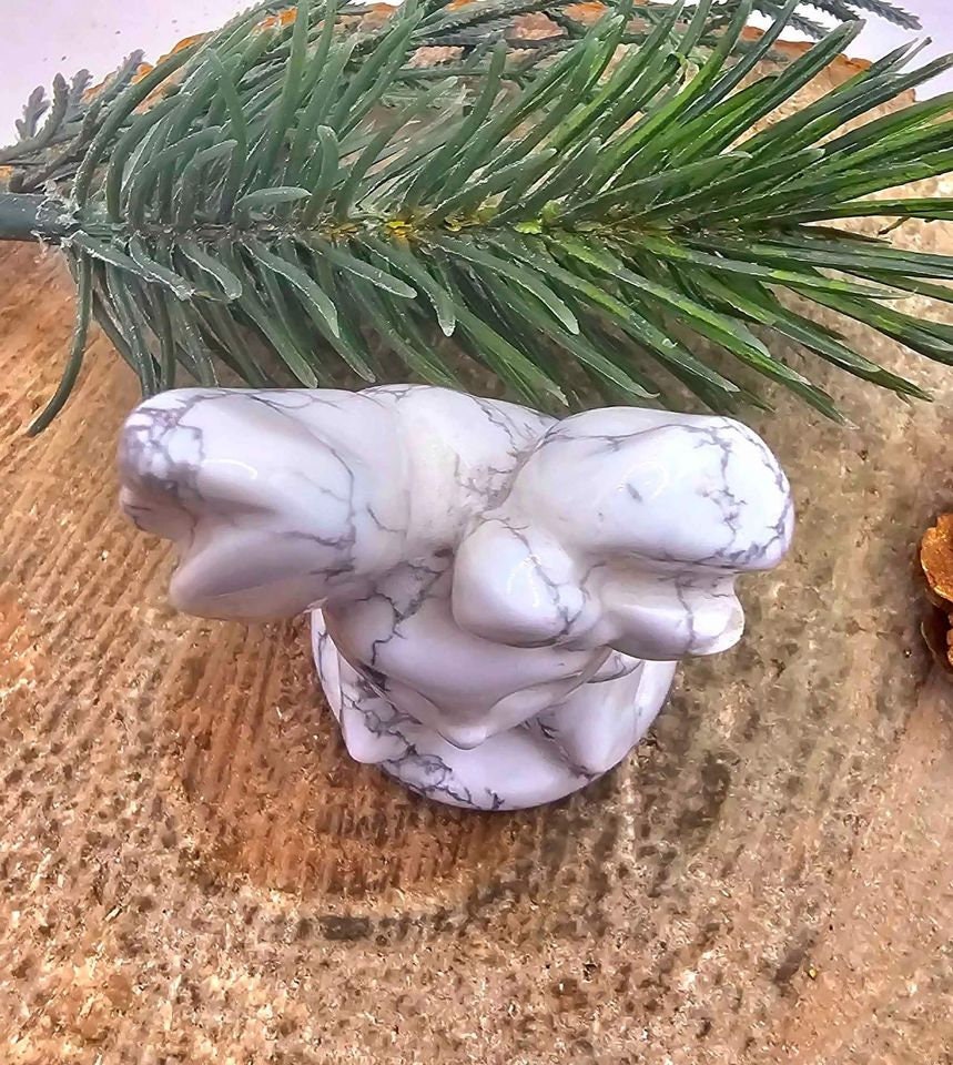 Adorable Nature Howlite Hand Carved Forest Spirit Decor Figure