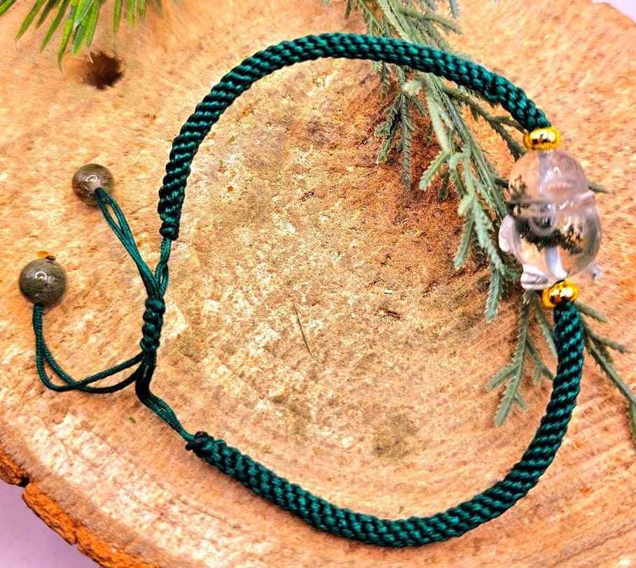Cute Nature Phantom Hand Carved Penguin Green Knitted Adjustable Bracelet