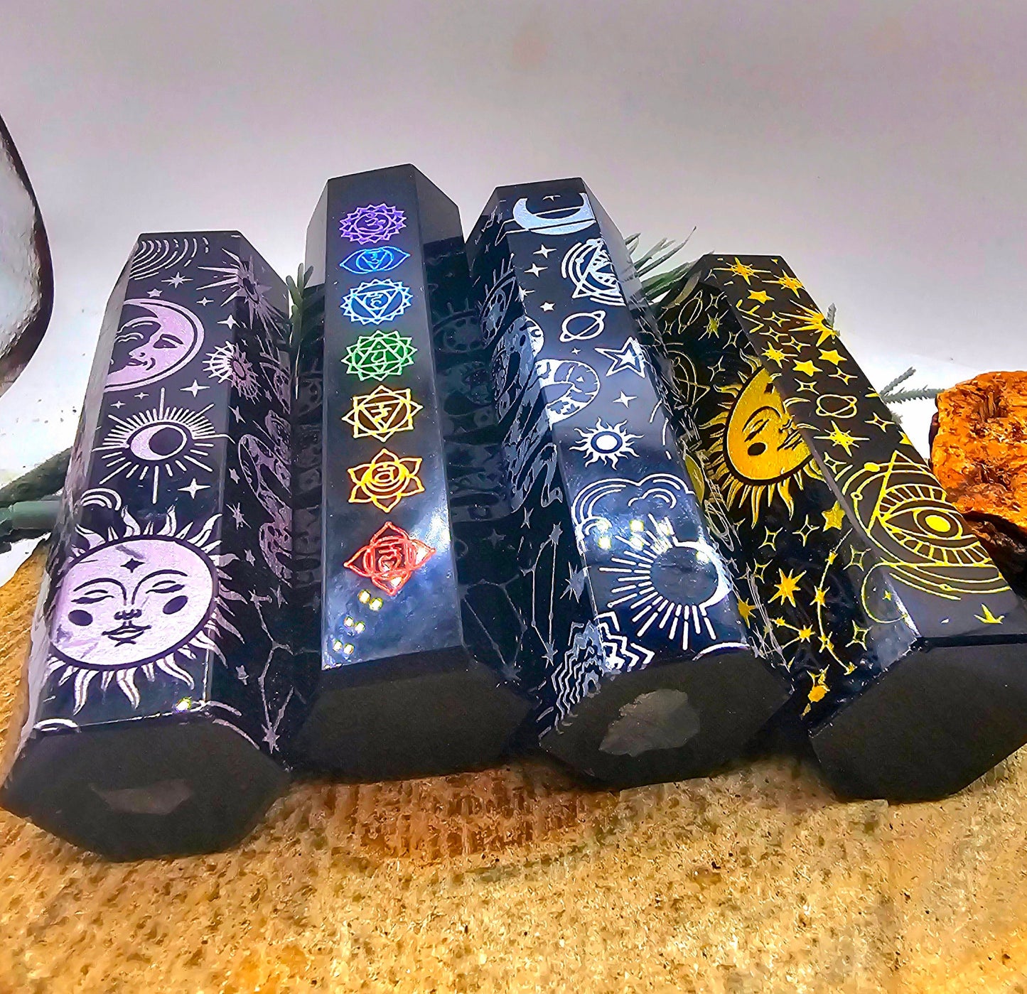 Selection Nature Obsidian Beautiful Engraved Big Wand Points