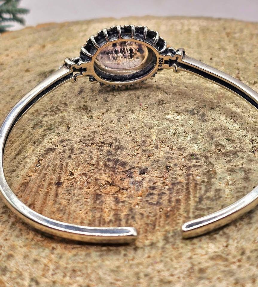 Nature Black Super Seven Crystal Sterling Silver S925 Bangle