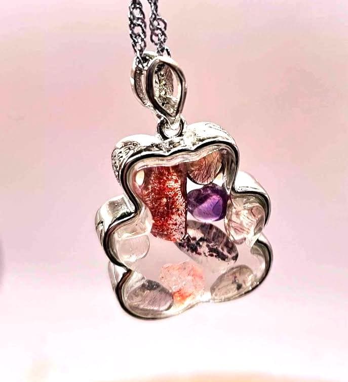 Nature Super Seven Floating Crystals Pendant Necklace