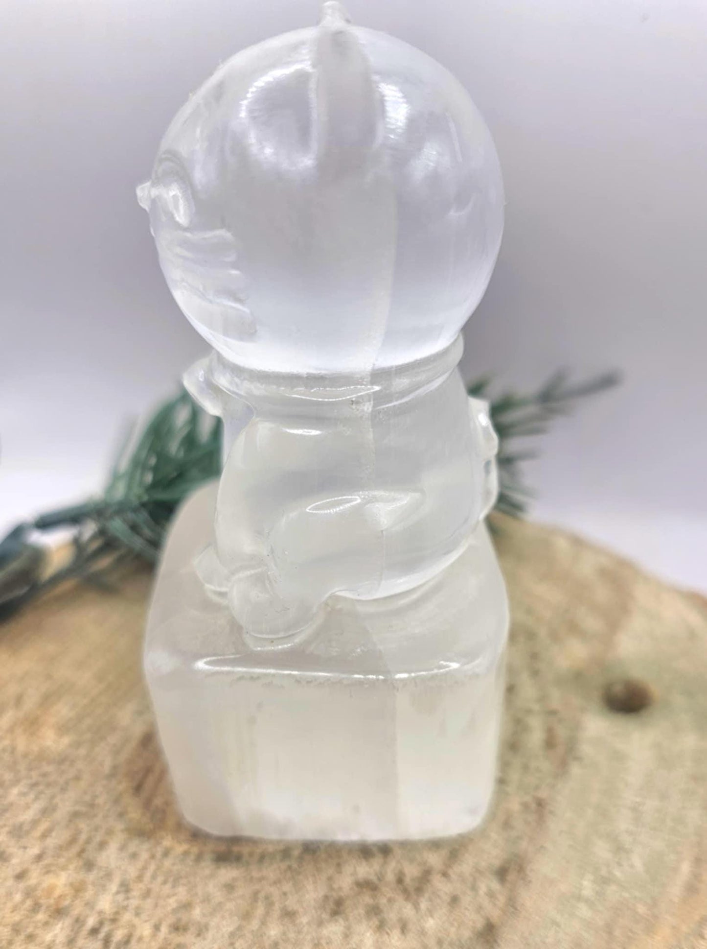 Premium Grade Nature Selenite Hand Carved 4" Fortune Cat Figure