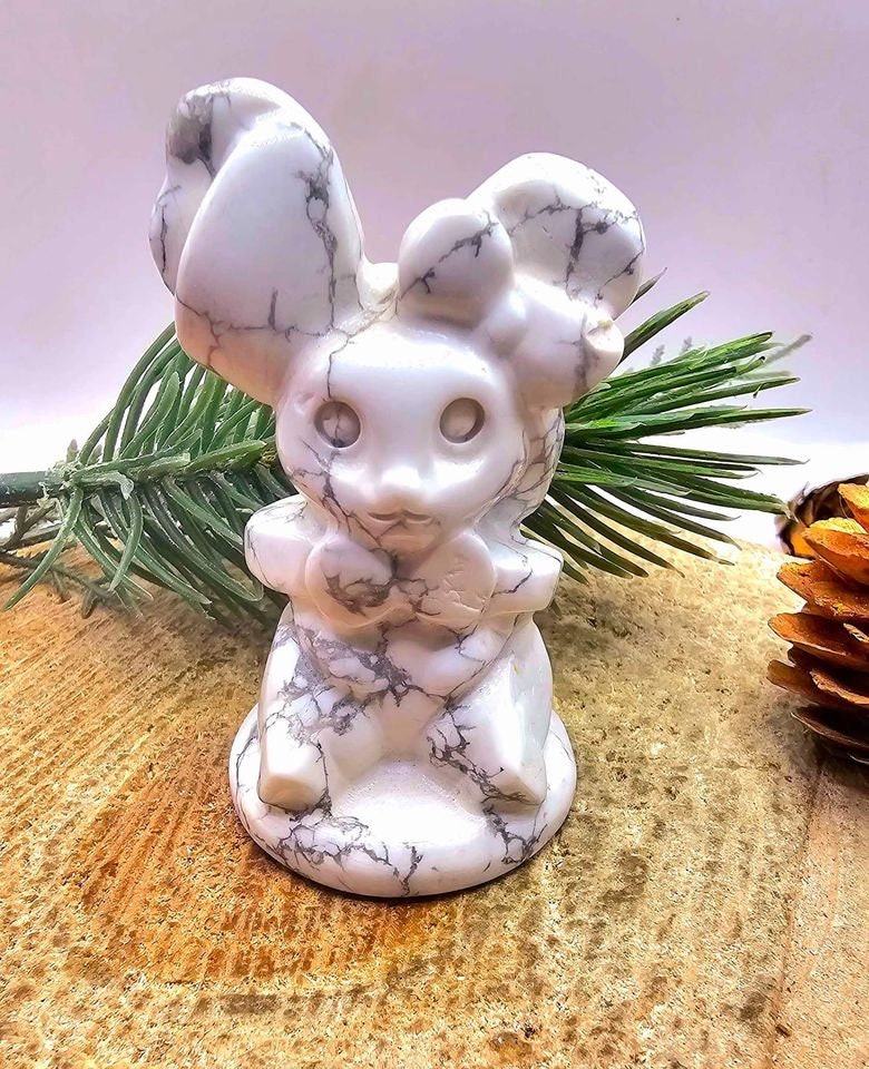 Adorable Nature Howlite Hand Carved Forest Spirit Decor Figure