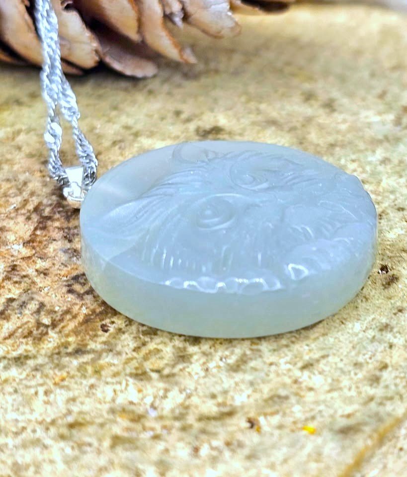 Moonstone cat face pendant necklace, alternate view — My Aura Gemstones
